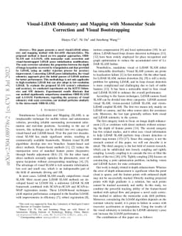 Visual-LiDAR Odometry and Mapping with Monocular Scale Correction and
  Visual Bootstrapping