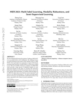 MER 2023: Multi-label Learning, Modality Robustness, and Semi-Supervised
  Learning