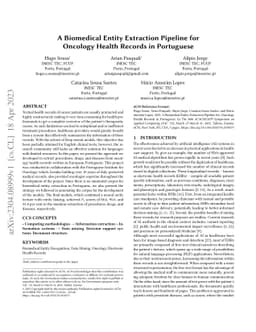 A Biomedical Entity Extraction Pipeline for Oncology Health Records in
  Portuguese
