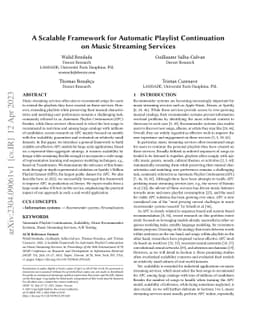A Scalable Framework for Automatic Playlist Continuation on Music
  Streaming Services