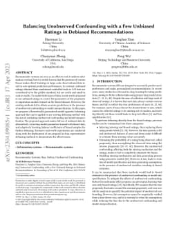 Balancing Unobserved Confounding with a Few Unbiased Ratings in Debiased
  Recommendations