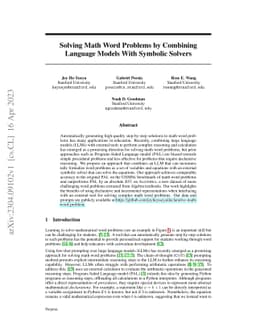 Solving Math Word Problems by Combining Language Models With Symbolic
  Solvers
