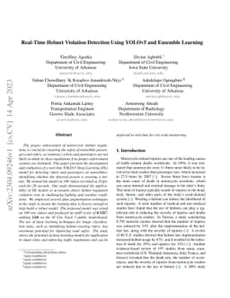 Real-Time Helmet Violation Detection Using YOLOv5 and Ensemble Learning