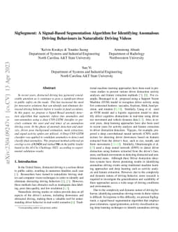 SigSegment: A Signal-Based Segmentation Algorithm for Identifying
  Anomalous Driving Behaviours in Naturalistic Driving Videos