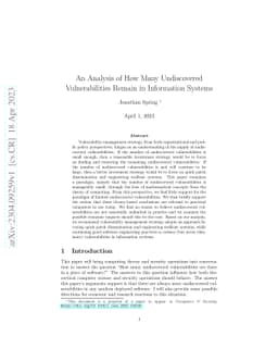 An Analysis of How Many Undiscovered Vulnerabilities Remain in
  Information Systems