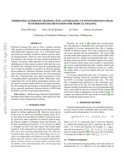 Federated Alternate Training (FAT): Leveraging Unannotated Data Silos in
  Federated Segmentation for Medical Imaging