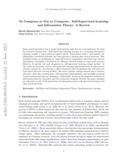 To Compress or Not to Compress- Self-Supervised Learning and Information
  Theory: A Review
