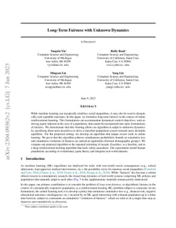 Long-Term Fairness with Unknown Dynamics