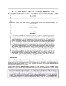Language Models Enable Simple Systems for Generating Structured Views of Heterogeneous Data Lakes