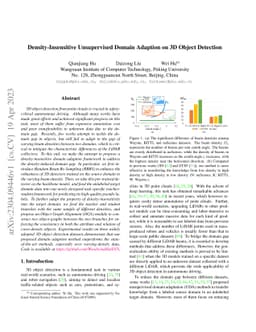 Density-Insensitive Unsupervised Domain Adaption on 3D Object Detection