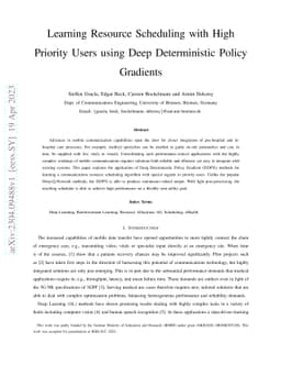 Learning Resource Scheduling with High Priority Users using Deep
  Deterministic Policy Gradients