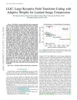 LLIC: Large Receptive Field Transform Coding with Adaptive Weights for
  Learned Image Compression