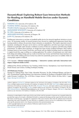 DynamicRead: Exploring Robust Gaze Interaction Methods for Reading on
  Handheld Mobile Devices under Dynamic Conditions