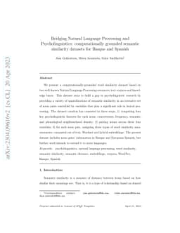 Bridging Natural Language Processing and Psycholinguistics:
  computationally grounded semantic similarity datasets for Basque and Spanish