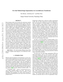 Few-shot Medical Image Segmentation via Cross-Reference Transformer