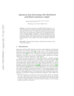 Quantum deep Q learning with distributed prioritized experience replay