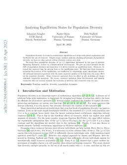 Analysing Equilibrium States for Population Diversity
