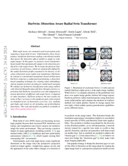 DarSwin: Distortion Aware Radial Swin Transformer
