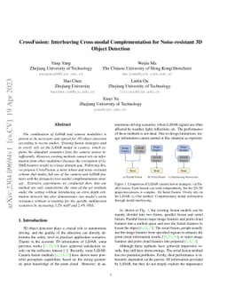 CrossFusion: Interleaving Cross-modal Complementation for
  Noise-resistant 3D Object Detection