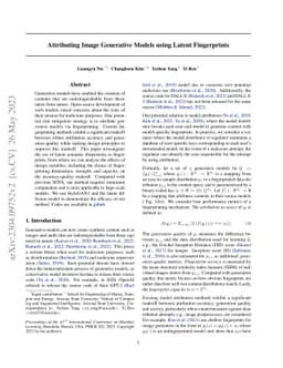 Attributing Image Generative Models using Latent Fingerprints