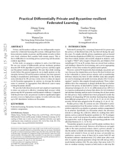 Practical Differentially Private and Byzantine-resilient Federated
  Learning