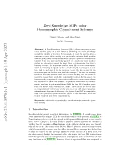 Zero-Knowledge MIPs using Homomorphic Commitment Schemes