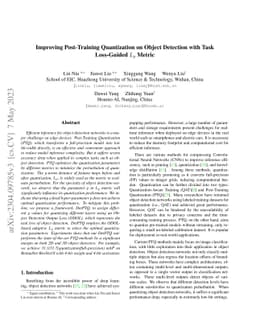 Improving Post-Training Quantization on Object Detection with Task
  Loss-Guided Lp Metric