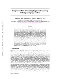 Progressive-Hint Prompting Improves Reasoning in Large Language Models