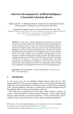 End-User Development for Artificial Intelligence: A Systematic
  Literature Review