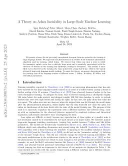 A Theory on Adam Instability in Large-Scale Machine Learning