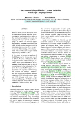 Low-resource Bilingual Dialect Lexicon Induction with Large Language
  Models