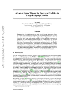 A Latent Space Theory for Emergent Abilities in Large Language Models