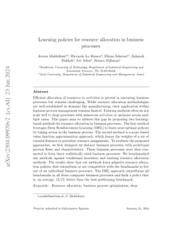 Learning policies for resource allocation in business processes
