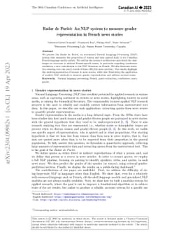 Radar de Parité: An NLP system to measure gender representation in
  French news stories