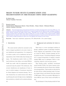Brain tumor multi classification and segmentation in MRI images using
  deep learning