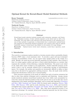 Optimal Kernel for Kernel-Based Modal Statistical Methods