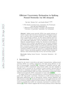 Efficient Uncertainty Estimation in Spiking Neural Networks via
  MC-dropout