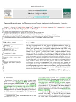 Domain Generalization for Mammographic Image Analysis with Contrastive
  Learning
