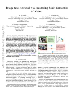 Image-text Retrieval via Preserving Main Semantics of Vision
