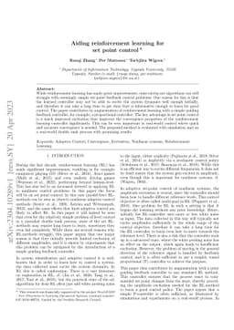 Aiding reinforcement learning for set point control