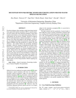 Decouple Non-parametric Knowledge Distillation For End-to-end Speech
  Translation