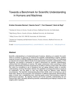 Towards a Benchmark for Scientific Understanding in Humans and Machines