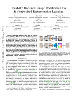 DocMAE: Document Image Rectification via Self-supervised Representation
  Learning