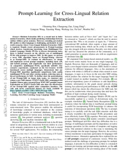 Prompt-Learning for Cross-Lingual Relation Extraction