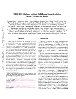 NTIRE 2023 Challenge on Light Field Image Super-Resolution: Dataset,
  Methods and Results