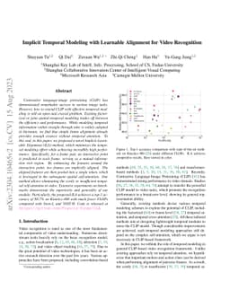 Implicit Temporal Modeling with Learnable Alignment for Video
  Recognition