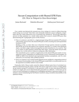 Secure Computation with Shared EPR Pairs (Or: How to Teleport in
  Zero-Knowledge)