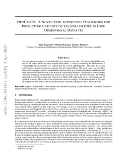 OutCenTR: A novel semi-supervised framework for predicting exploits of
  vulnerabilities in high-dimensional datasets