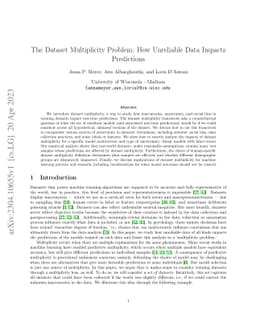 The Dataset Multiplicity Problem: How Unreliable Data Impacts
  Predictions