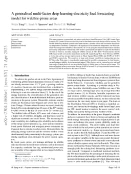 A generalised multi-factor deep learning electricity load forecasting
  model for wildfire-prone areas